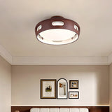 Nordic Contemporary Round Bladeless Ceiling Fan with LED Light – Semi-Flush Mount, PC & Acrylic, for Bedroom