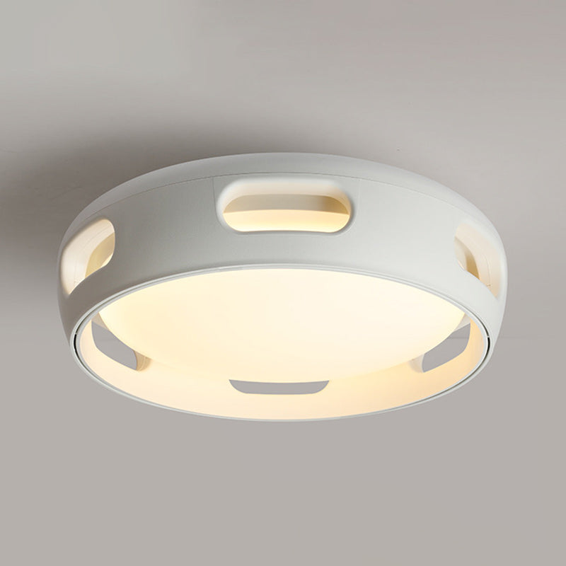 Nordic Contemporary Round Bladeless Ceiling Fan with LED Light – Semi-Flush Mount, PC & Acrylic, for Bedroom