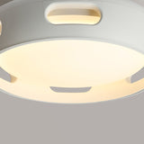 Nordic Contemporary Round Bladeless Ceiling Fan with LED Light – Semi-Flush Mount, PC & Acrylic, for Bedroom