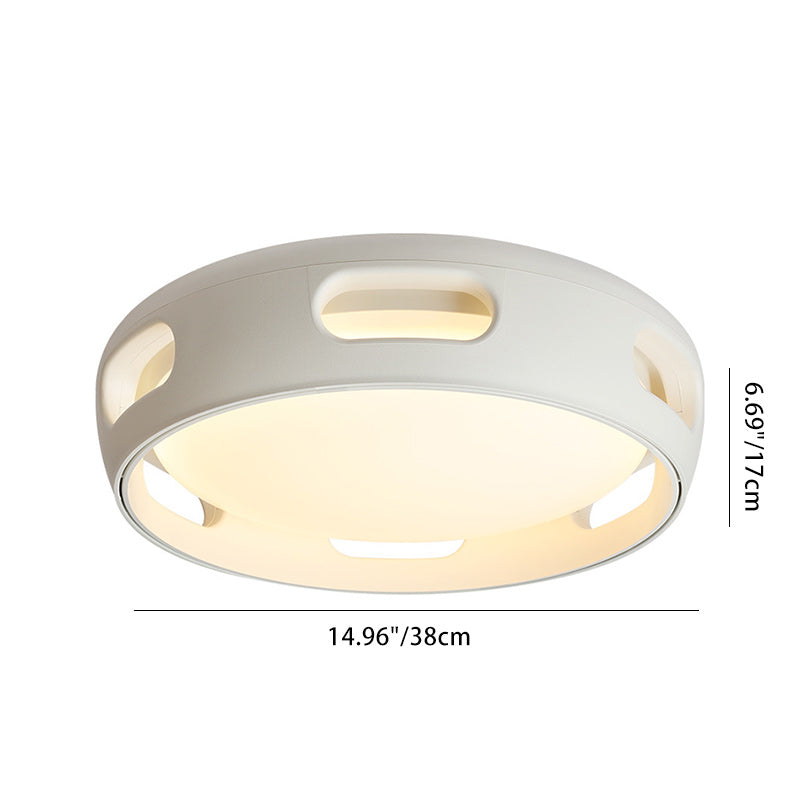 Nordic Contemporary Round Bladeless Ceiling Fan with LED Light – Semi-Flush Mount, PC & Acrylic, for Bedroom