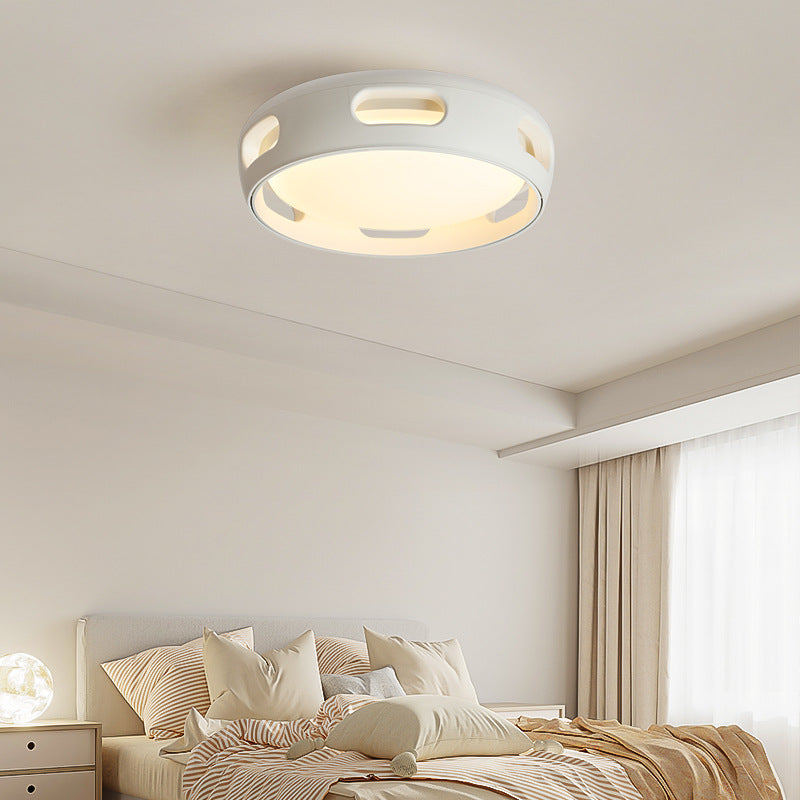 Nordic Contemporary Round Bladeless Ceiling Fan with LED Light – Semi-Flush Mount, PC & Acrylic, for Bedroom
