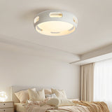 Nordic Contemporary Round Bladeless Ceiling Fan with LED Light – Semi-Flush Mount, PC & Acrylic, for Bedroom