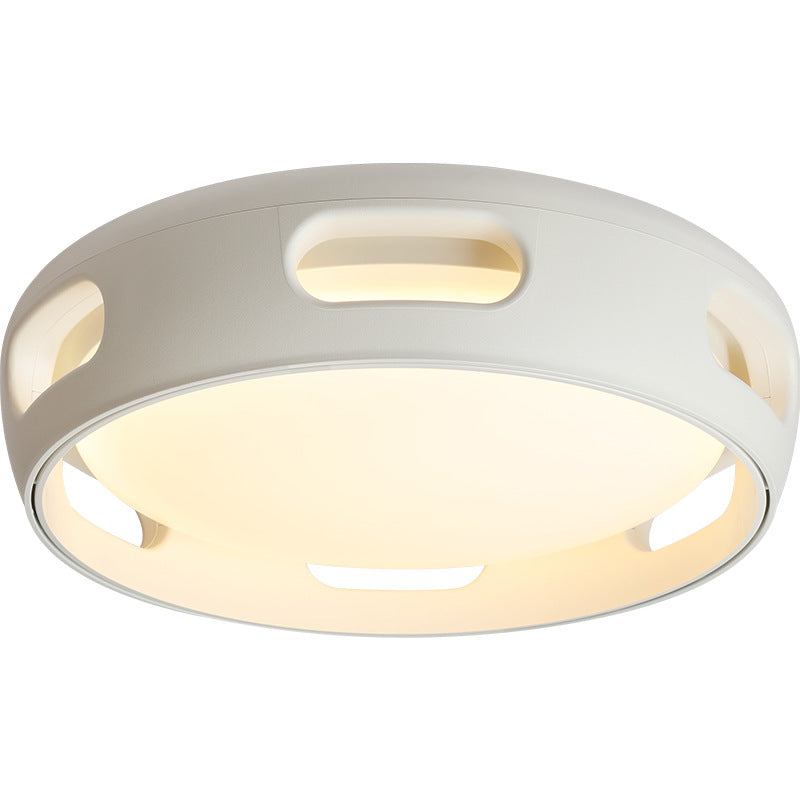 Nordic Contemporary Round Bladeless Ceiling Fan with LED Light – Semi-Flush Mount, PC & Acrylic, for Bedroom