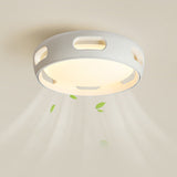 Nordic Contemporary Round Bladeless Ceiling Fan with LED Light – Semi-Flush Mount, PC & Acrylic, for Bedroom