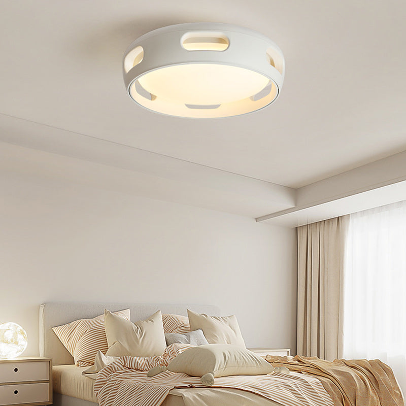 Nordic Contemporary Round Bladeless Ceiling Fan with LED Light – Semi-Flush Mount, PC & Acrylic, for Bedroom