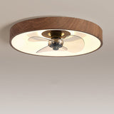 Sleek Modern Round Iron-Copper LED Flush-Mount Ceiling Fan Light with Acrylic Shade for Bedroom