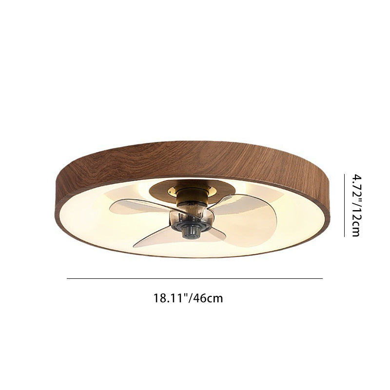 Sleek Modern Round Iron-Copper LED Flush-Mount Ceiling Fan Light with Acrylic Shade for Bedroom