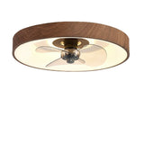Sleek Modern Round Iron-Copper LED Flush-Mount Ceiling Fan Light with Acrylic Shade for Bedroom