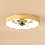 Sleek Modern Round Iron-Copper LED Flush-Mount Ceiling Fan Light with Acrylic Shade for Bedroom