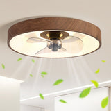Sleek Modern Round Iron-Copper LED Flush-Mount Ceiling Fan Light with Acrylic Shade for Bedroom