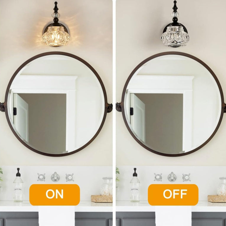 Contemporary Retro Iron Glass Round Petal Wall Sconce Lamp – 1/2/3/4-Light Vanity Light for Bathroom