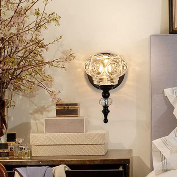 Contemporary Retro Iron Glass Round Petal Wall Sconce Lamp – 1/2/3/4-Light Vanity Light for Bathroom