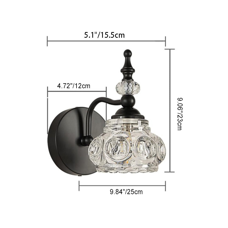 Contemporary Retro Iron Glass Round Petal Wall Sconce Lamp – 1/2/3/4-Light Vanity Light for Bathroom