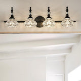 Contemporary Retro Iron Glass Round Petal Wall Sconce Lamp – 1/2/3/4-Light Vanity Light for Bathroom