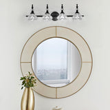 Contemporary Retro Iron Glass Round Petal Wall Sconce Lamp – 1/2/3/4-Light Vanity Light for Bathroom