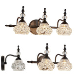 Contemporary Retro Iron Glass Round Petal Wall Sconce Lamp – 1/2/3/4-Light Vanity Light for Bathroom