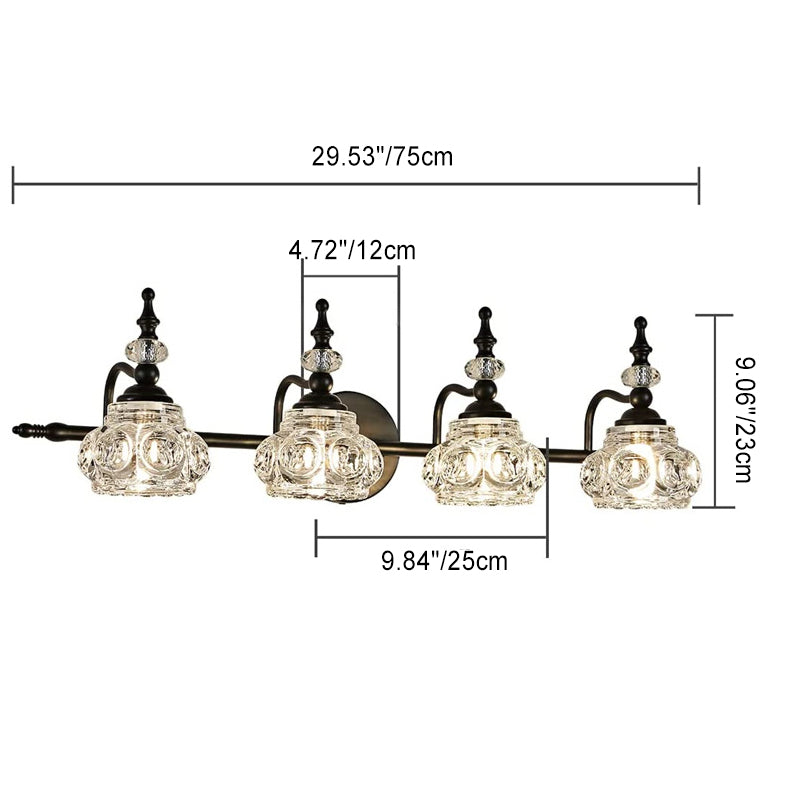 Contemporary Retro Iron Glass Round Petal Wall Sconce Lamp – 1/2/3/4-Light Vanity Light for Bathroom