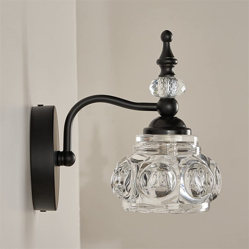 Contemporary Retro Iron Glass Round Petal Wall Sconce Lamp – 1/2/3/4-Light Vanity Light for Bathroom