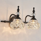 Contemporary Retro Iron Glass Round Petal Wall Sconce Lamp – 1/2/3/4-Light Vanity Light for Bathroom