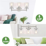Sleek Contemporary Industrial Metal & Glass Cylinder 3‑Light Wall Sconce for Bathroom Vanity