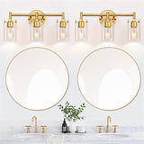 Sleek Contemporary Industrial Metal & Glass Cylinder 3‑Light Wall Sconce for Bathroom Vanity