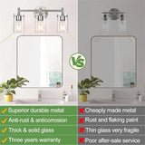 Sleek Contemporary Industrial Metal & Glass Cylinder 3‑Light Wall Sconce for Bathroom Vanity