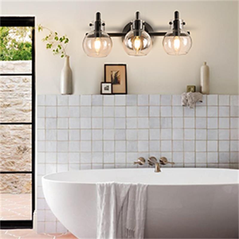 Modern Minimalist 3-Light Wall Sconce Vanity Light with Metal & Glass Ball for Bathroom
