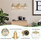 Modern Minimalist 3-Light Wall Sconce Vanity Light with Metal & Glass Ball for Bathroom