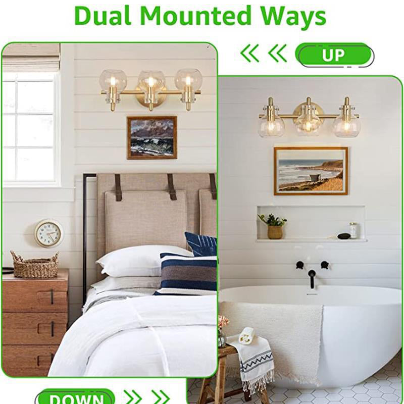 Modern Minimalist 3-Light Wall Sconce Vanity Light with Metal & Glass Ball for Bathroom
