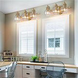Modern Minimalist 3-Light Wall Sconce Vanity Light with Metal & Glass Ball for Bathroom