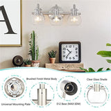 Modern Minimalist 3-Light Wall Sconce Vanity Light with Metal & Glass Ball for Bathroom