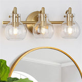 Modern Minimalist 3-Light Wall Sconce Vanity Light with Metal & Glass Ball for Bathroom