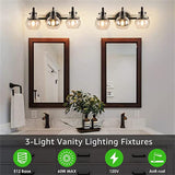 Modern Minimalist 3-Light Wall Sconce Vanity Light with Metal & Glass Ball for Bathroom