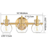 Modern Minimalist 3-Light Wall Sconce Vanity Light with Metal & Glass Ball for Bathroom