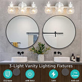 Modern Minimalist 3-Light Wall Sconce Vanity Light with Metal & Glass Ball for Bathroom