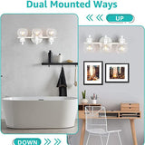 Modern Minimalist 3-Light Wall Sconce Vanity Light with Metal & Glass Ball for Bathroom
