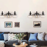 Modern Minimalist 3-Light Wall Sconce Vanity Light with Metal & Glass Ball for Bathroom