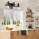 Modern Minimalist 3-Light Wall Sconce Vanity Light with Metal & Glass Ball for Bathroom