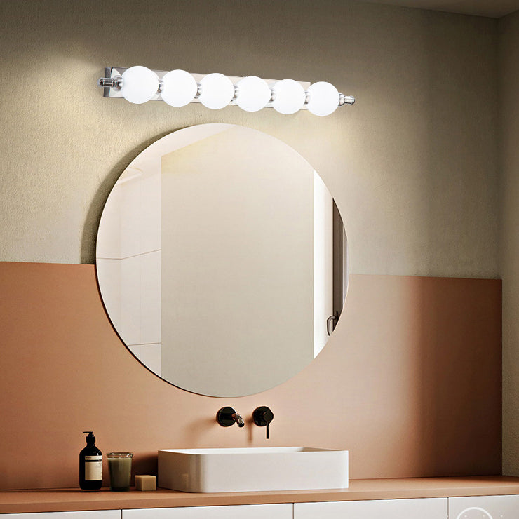 Contemporary Nordic LED Wall Sconce with PC Ball Diffuser — Stainless Steel & Aluminum Vanity Lighting for Bathroom