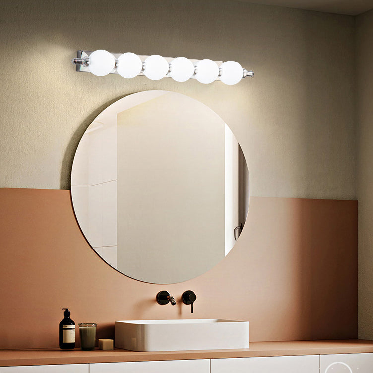 Contemporary Nordic LED Wall Sconce with PC Ball Diffuser — Stainless Steel & Aluminum Vanity Lighting for Bathroom