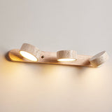 Traditional Japanese Travertine Wood Round Rotating LED Wall Sconce Lamp – Bathroom Vanity Lighting