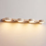 Traditional Japanese Travertine Wood Round Rotating LED Wall Sconce Lamp – Bathroom Vanity Lighting