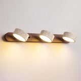 Traditional Japanese Travertine Wood Round Rotating LED Wall Sconce Lamp – Bathroom Vanity Lighting