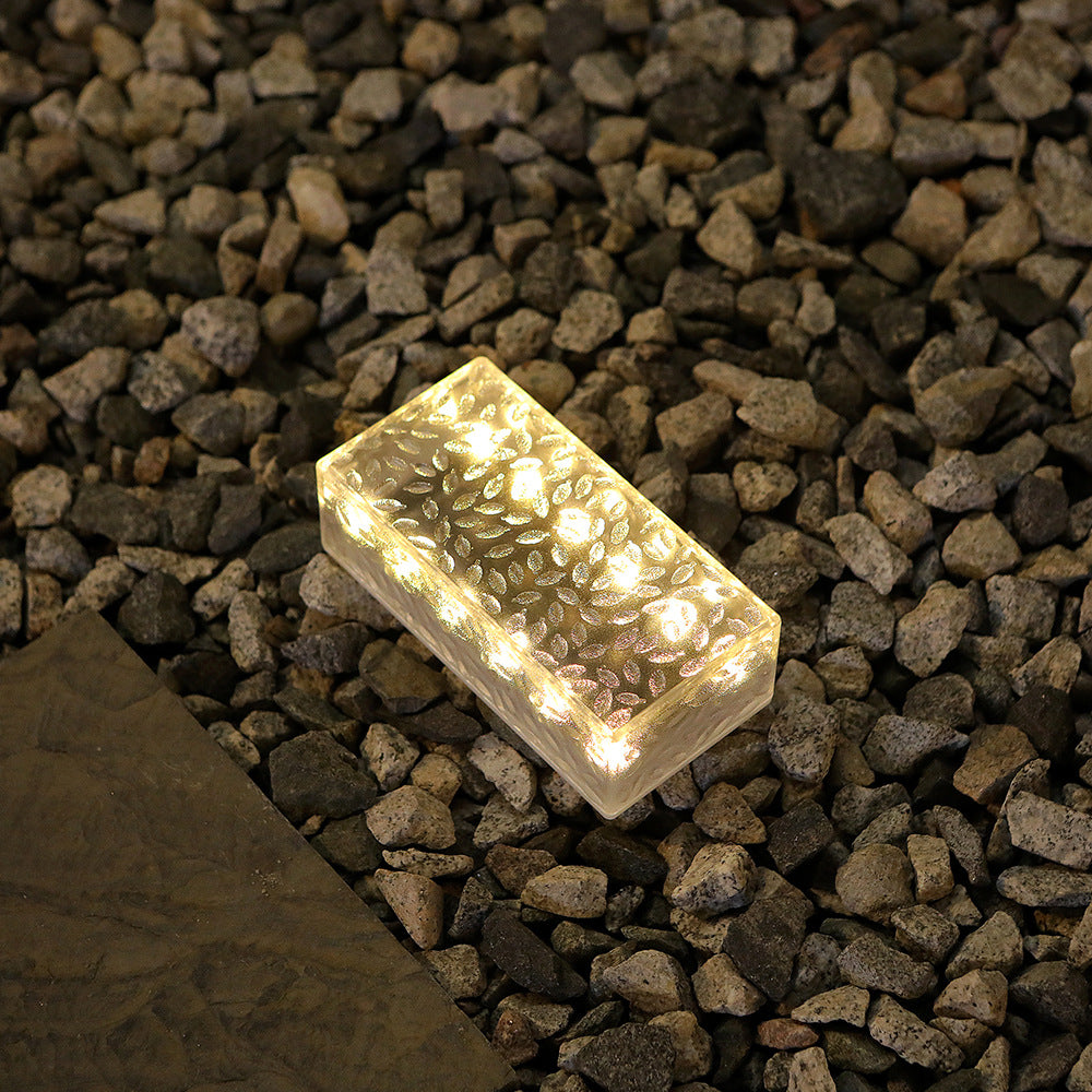 Modern Simplicity Solar LED Ice Brick Outdoor Light - Waterproof Acrylic Rectangular Landscape Lighting for Garden