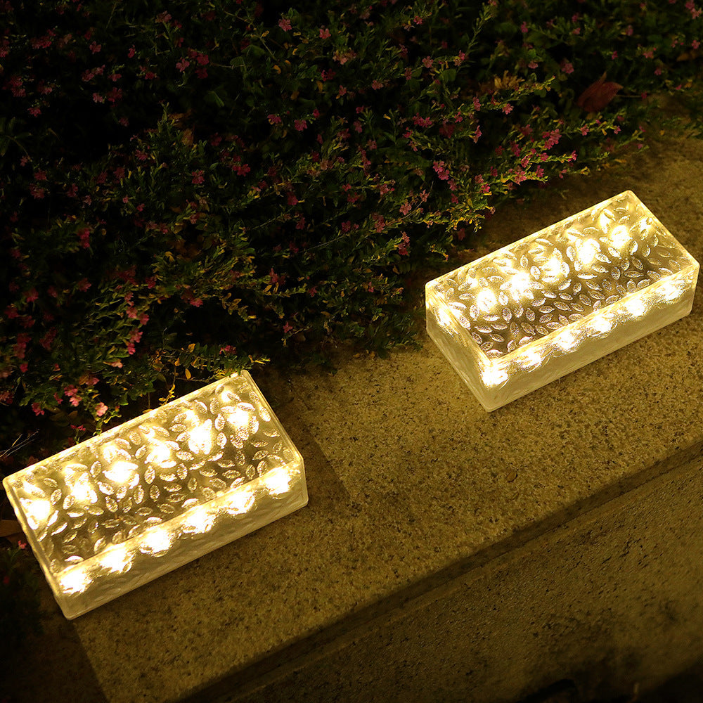 Modern Simplicity Solar LED Ice Brick Outdoor Light - Waterproof Acrylic Rectangular Landscape Lighting for Garden