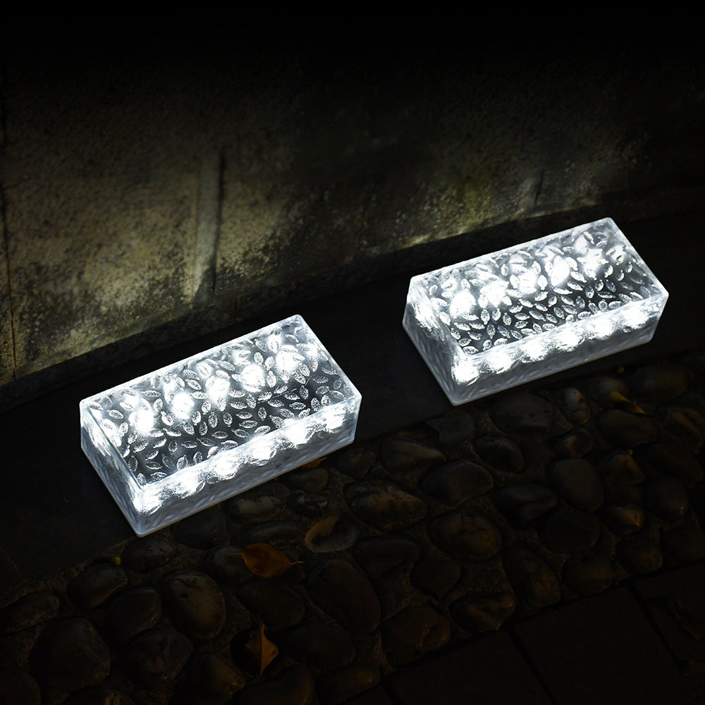 Modern Simplicity Solar LED Ice Brick Outdoor Light - Waterproof Acrylic Rectangular Landscape Lighting for Garden