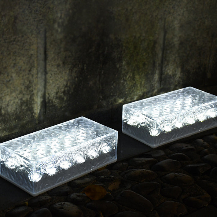 Modern Simplicity Solar LED Ice Brick Outdoor Light - Waterproof Acrylic Rectangular Landscape Lighting for Garden