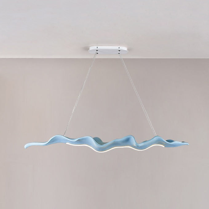 Traditional Japanese-Style LED Chandeliers – Iron, Fiberglass & Silica, Wavy Driftwood Imitation, Island Light for Dining Room