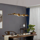 Traditional Japanese-Style LED Chandeliers – Iron, Fiberglass & Silica, Wavy Driftwood Imitation, Island Light for Dining Room