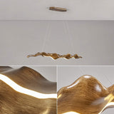Traditional Japanese-Style LED Chandeliers – Iron, Fiberglass & Silica, Wavy Driftwood Imitation, Island Light for Dining Room